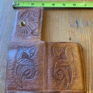 Minimalist trifold wallet hand tooled leather
